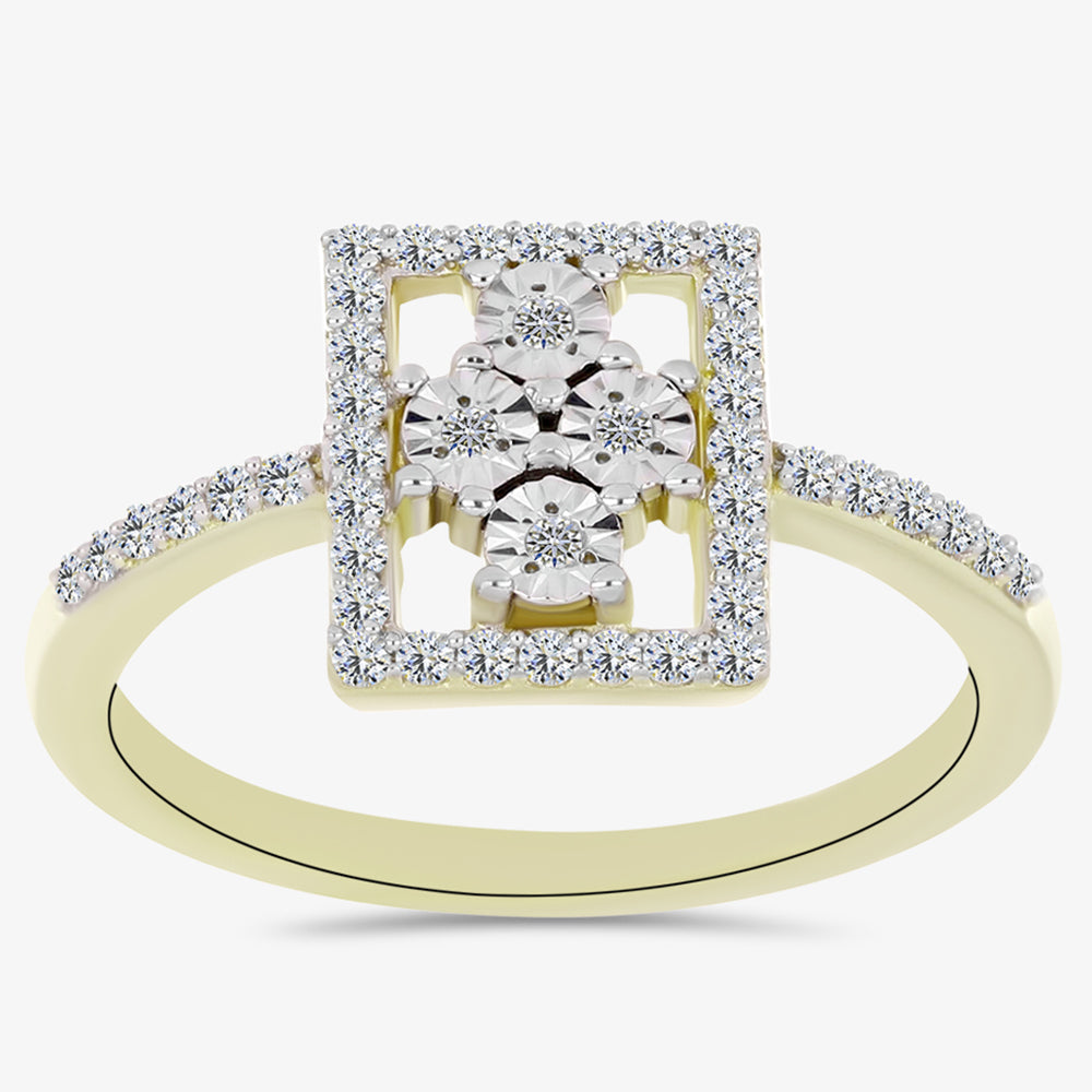 Goldplattierter Silberring mit weißem Diamant und weißem Topas 3 