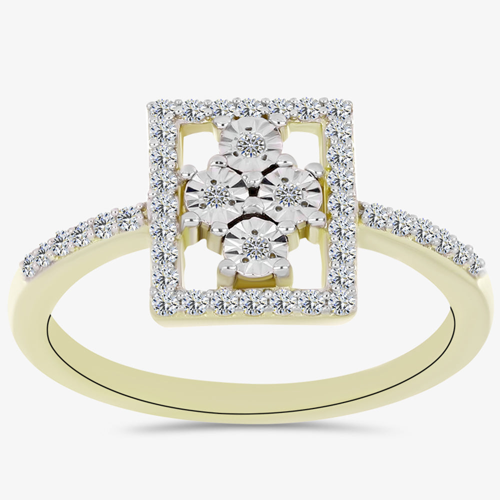 Goldplattierter Silberring mit weißem Diamant und weißem Topas