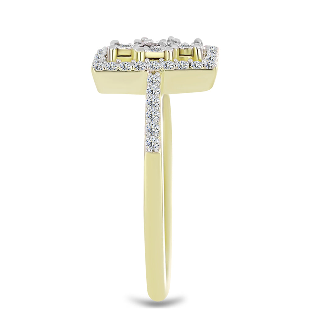 Goldplattierter Silberring mit weißem Diamant und weißem Topas 4 