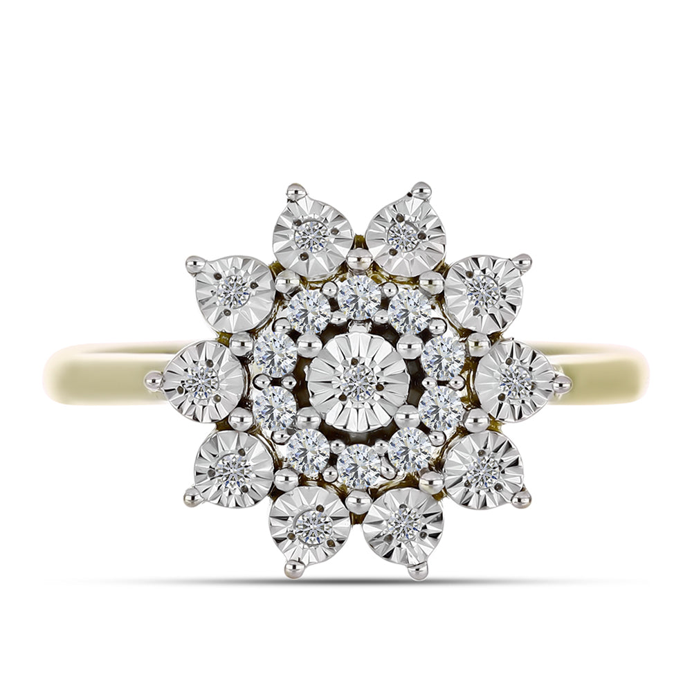 Goldplattierter Silberring mit weißem Diamant und weißem Topas 5 