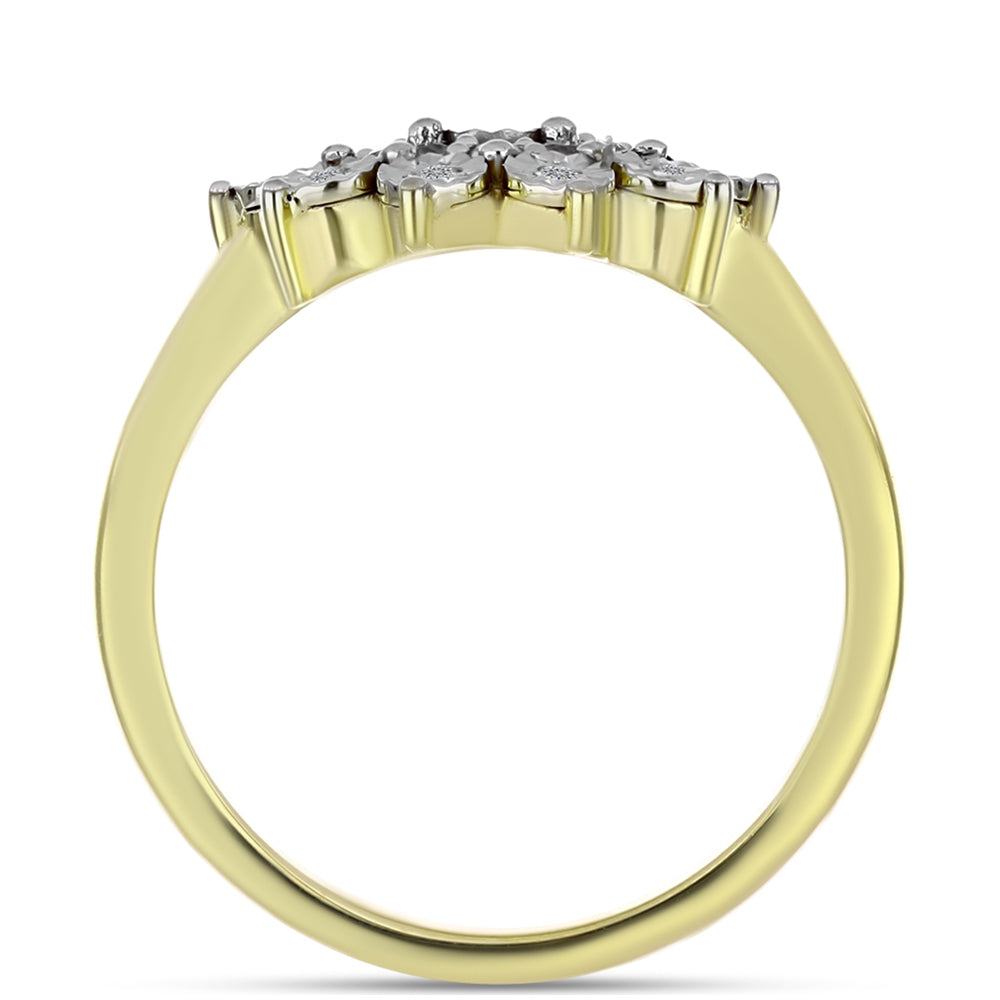 Goldplattierter Silberring mit weißem Diamant und weißem Topas