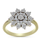 Goldplattierter Silberring mit weißem Diamant und weißem Topas