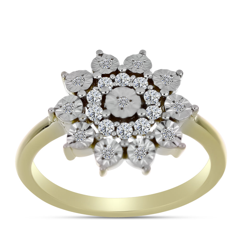 Goldplattierter Silberring mit weißem Diamant und weißem Topas 11 