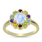 Goldplattierter Silberring mit Regenbogenmondstein und marokkanischem Amethyst