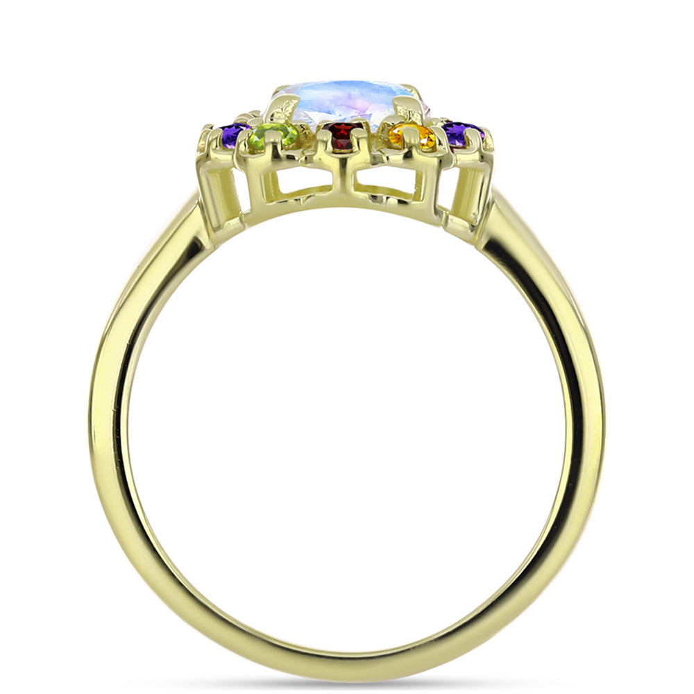 Goldplattierter Silberring mit Regenbogenmondstein und marokkanischem Amethyst 7 