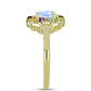 Goldplattierter Silberring mit Regenbogenmondstein und marokkanischem Amethyst