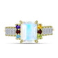 Goldplattierter Silberring mit Regenbogenmondstein und marokkanischem Amethyst