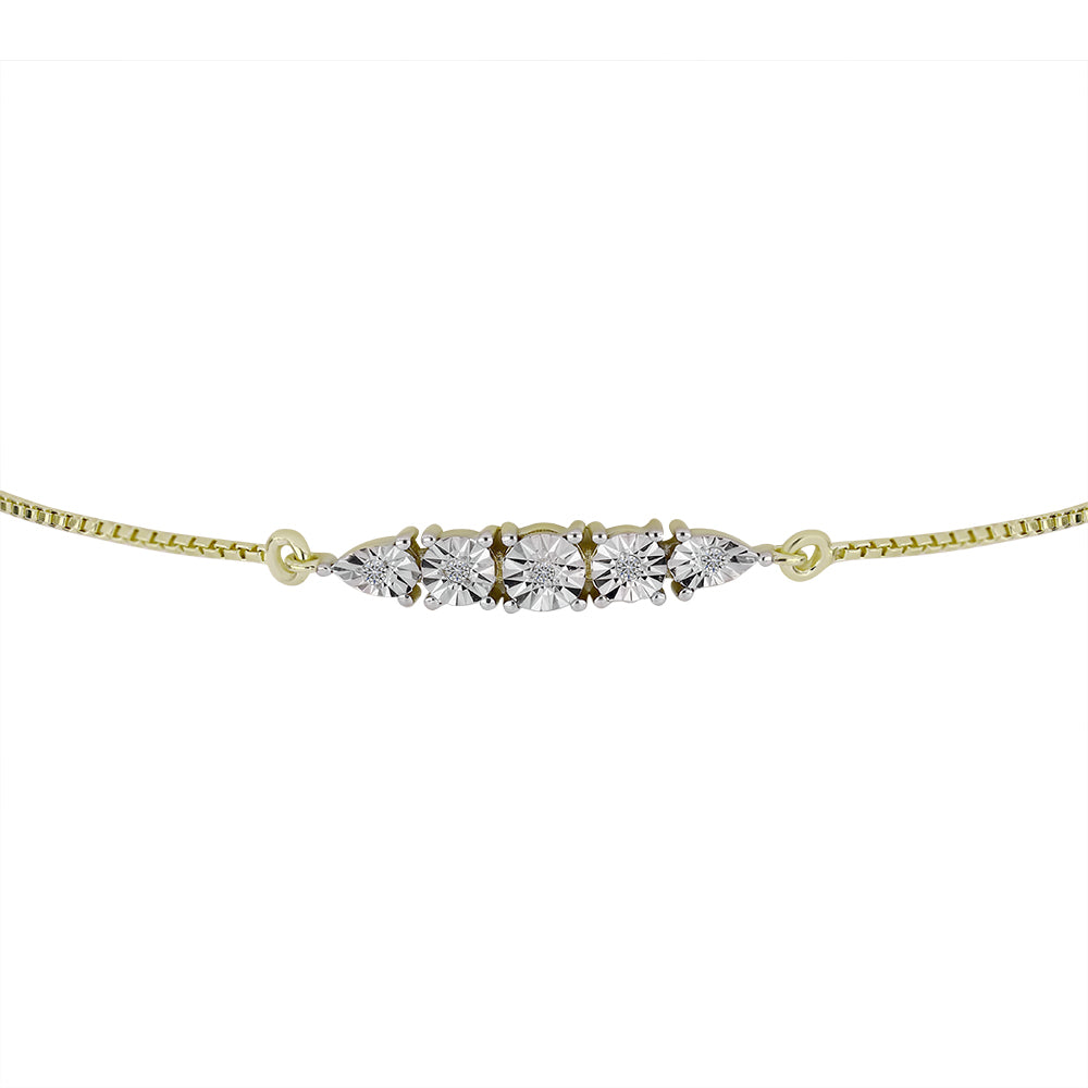 Goldplattiertes Silberarmband mit weißem Diamant