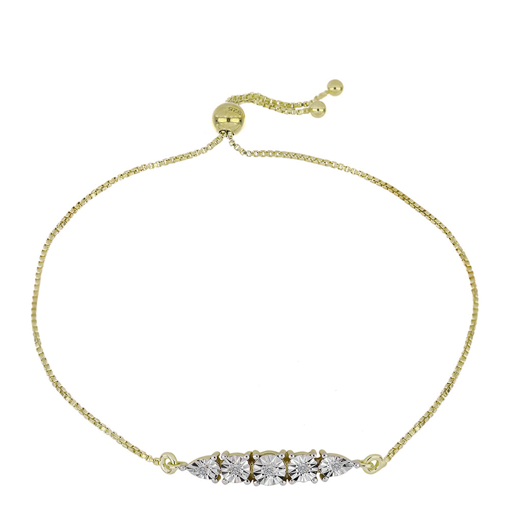 Goldplattiertes Silberarmband mit weißem Diamant