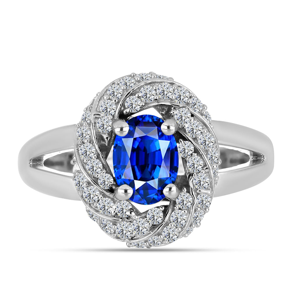 Silberring mit australischem blauem Saphir und weißem Topas