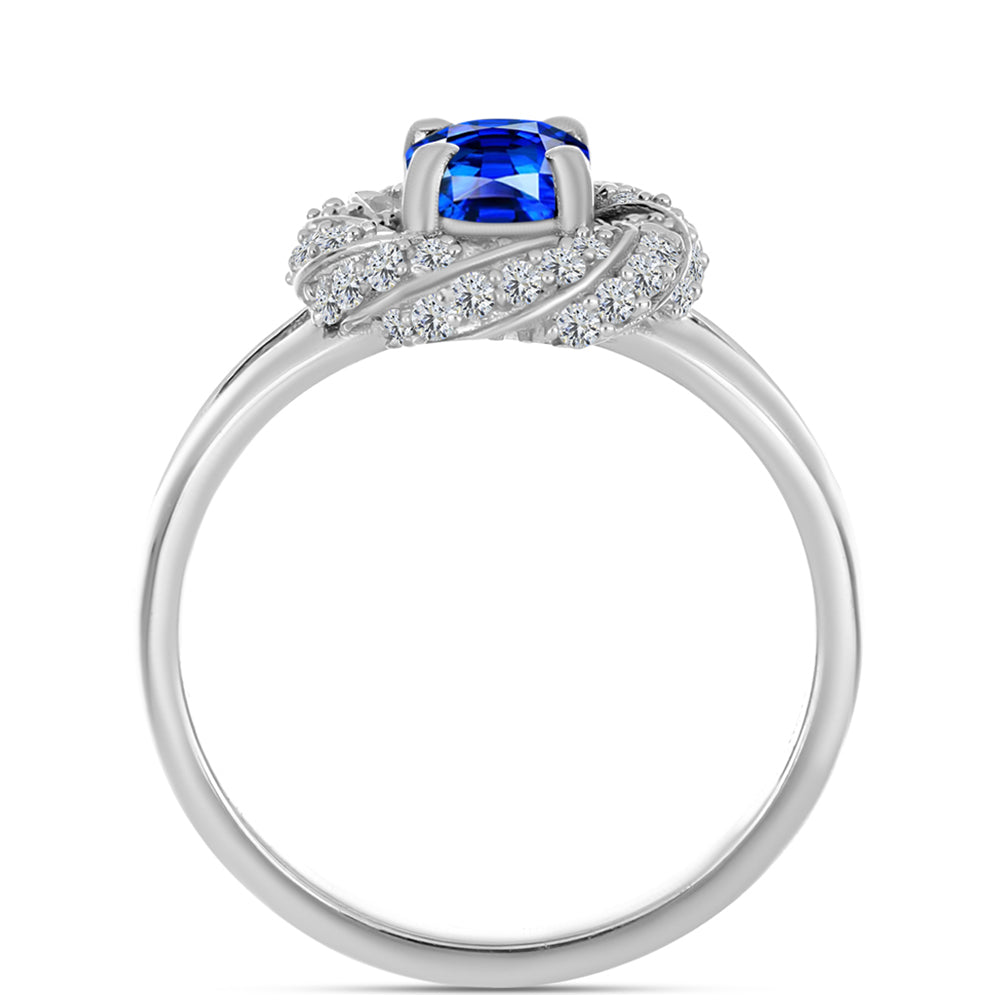 Silberring mit australischem blauem Saphir und weißem Topas 2 