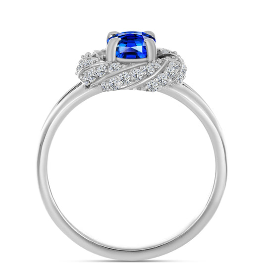 Silberring mit australischem blauem Saphir und weißem Topas
