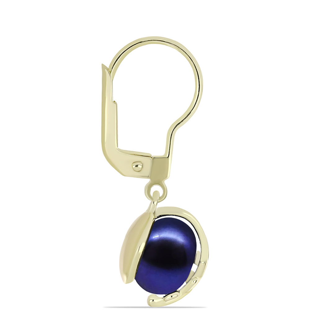 Goldplattierte Silberohrringe mit schwarzer Süßwasserperle 2 