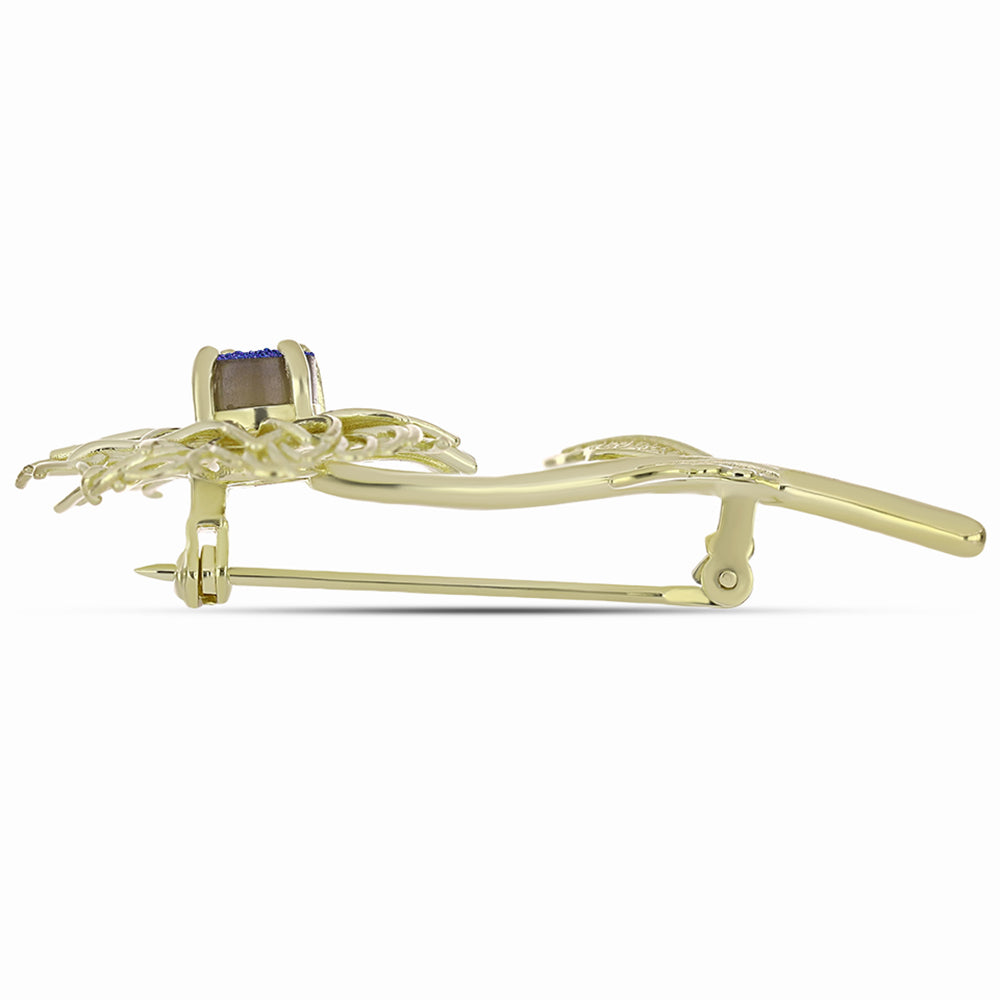 Goldplattierte Silberbrosche mit lila Druse 2 