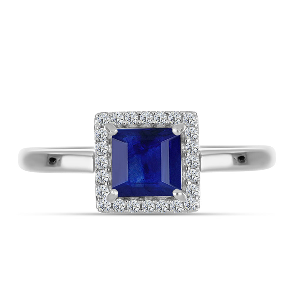 Silberring mit australischem blauem Saphir und weißem Topas