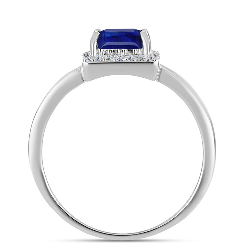 Silberring mit australischem blauem Saphir und weißem Topas