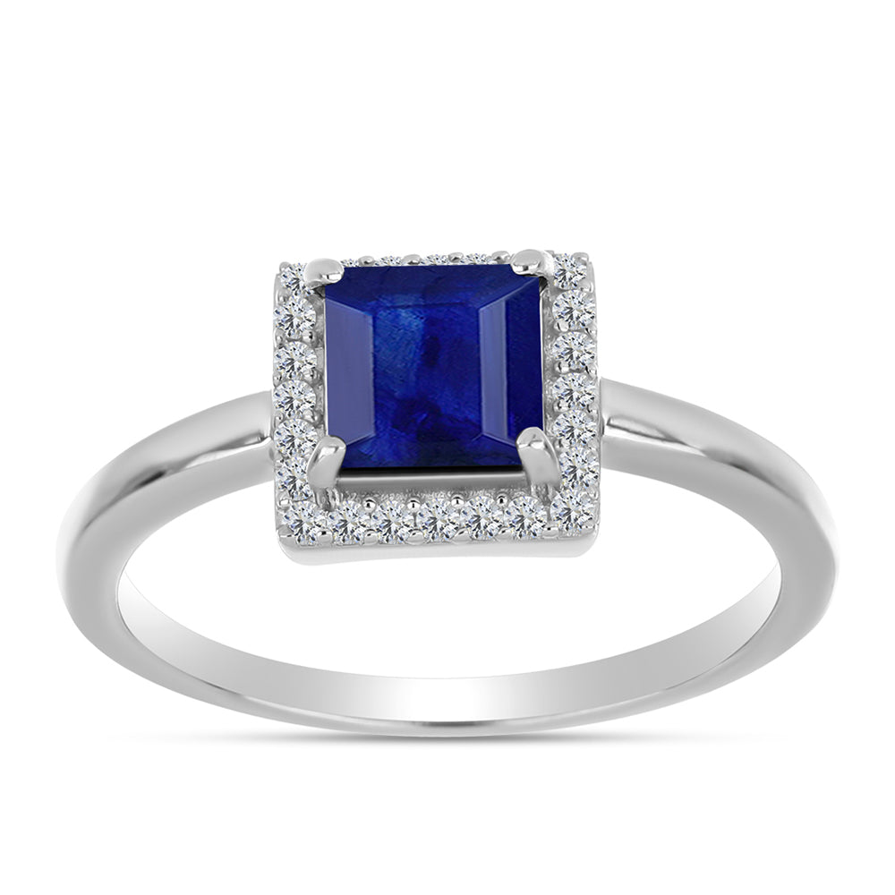 Silberring mit australischem blauem Saphir und weißem Topas 3 