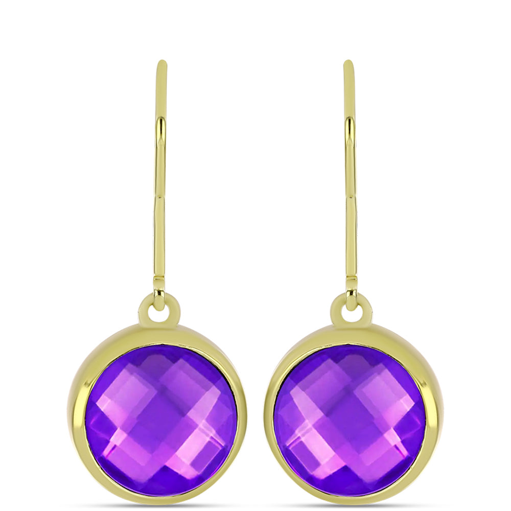 Goldplattierte Silberohrringe mit lila Achat 1 