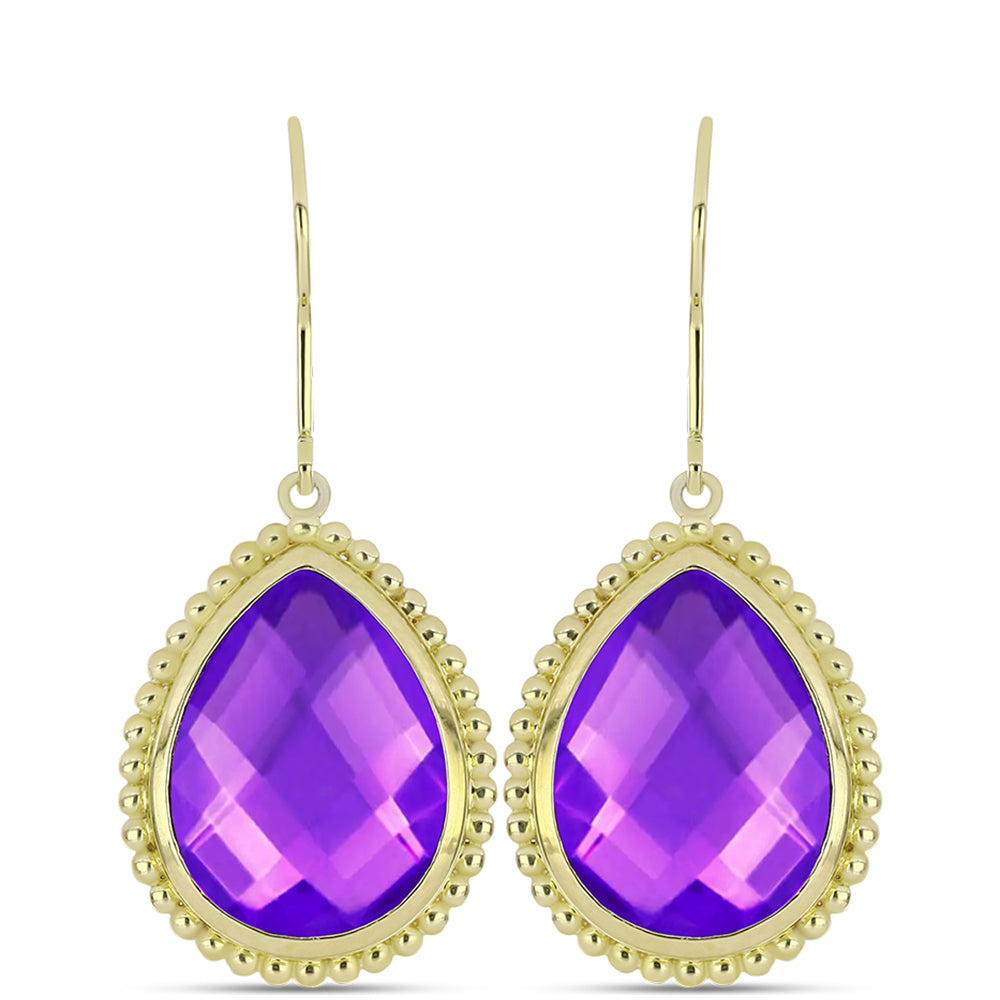 Goldplattierte Silberohrringe mit lila Achat