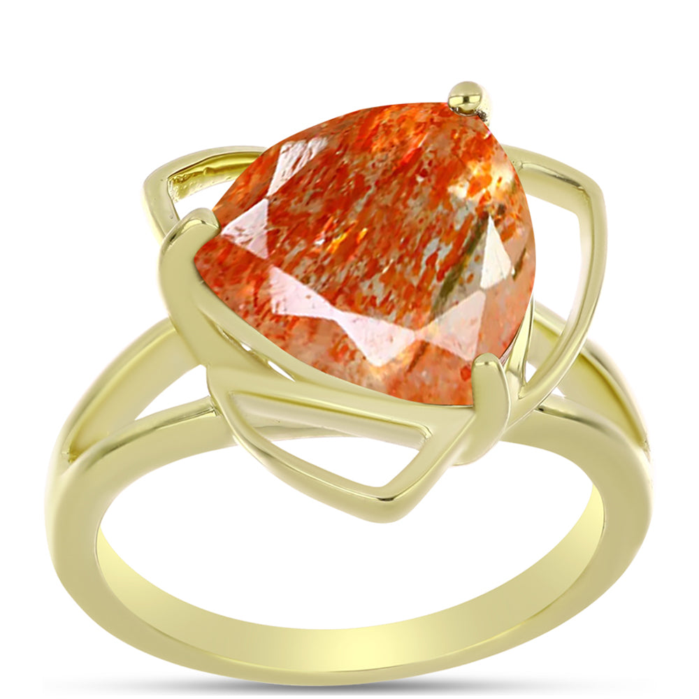 Goldplattierter Silberring mit Sonnenstein aus Oregon