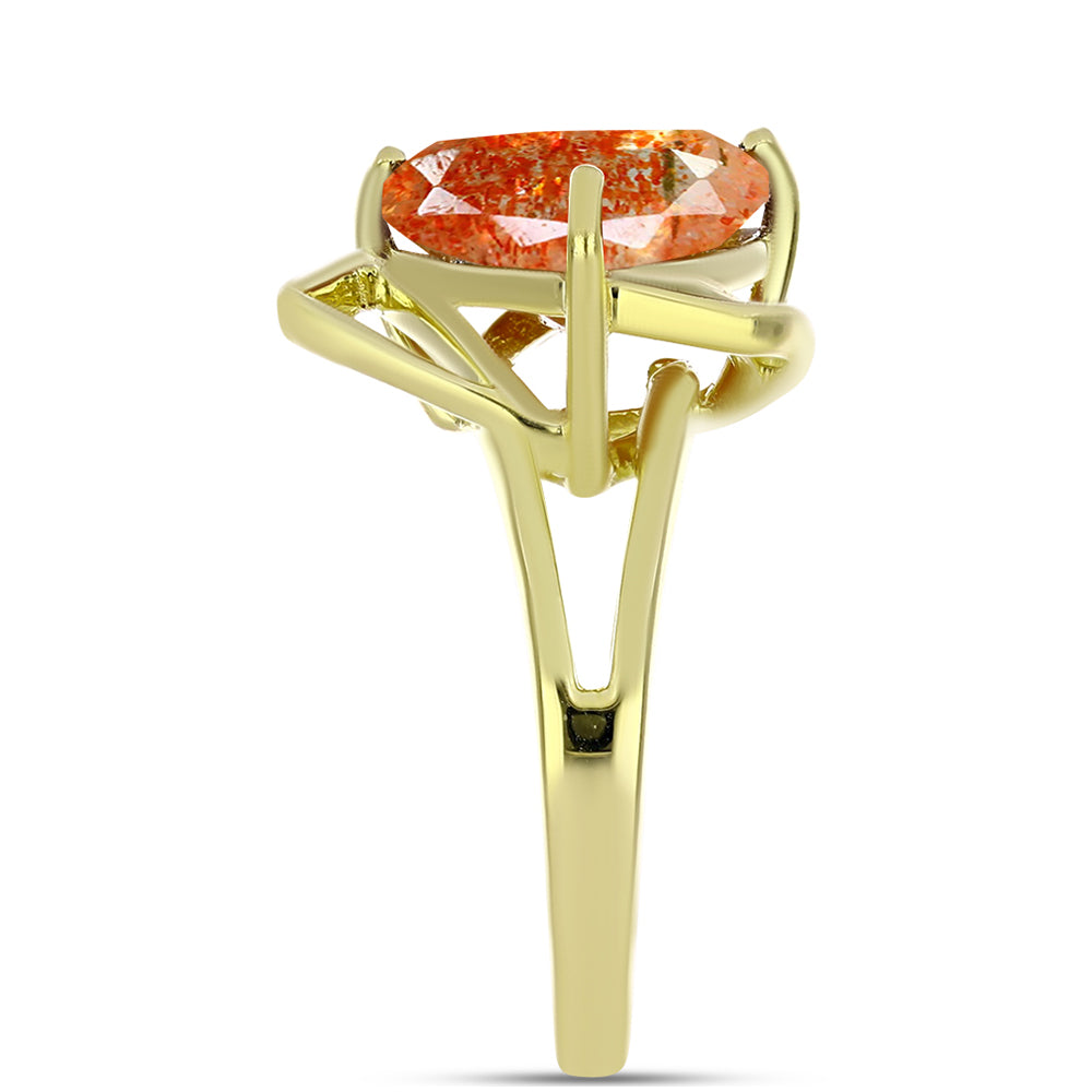 Goldplattierter Silberring mit Sonnenstein aus Oregon 4 