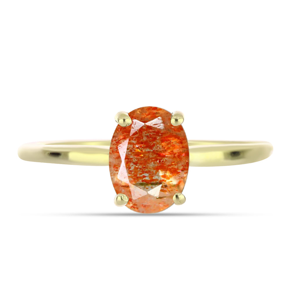 Goldplattierter Silberring mit Sonnenstein aus Oregon