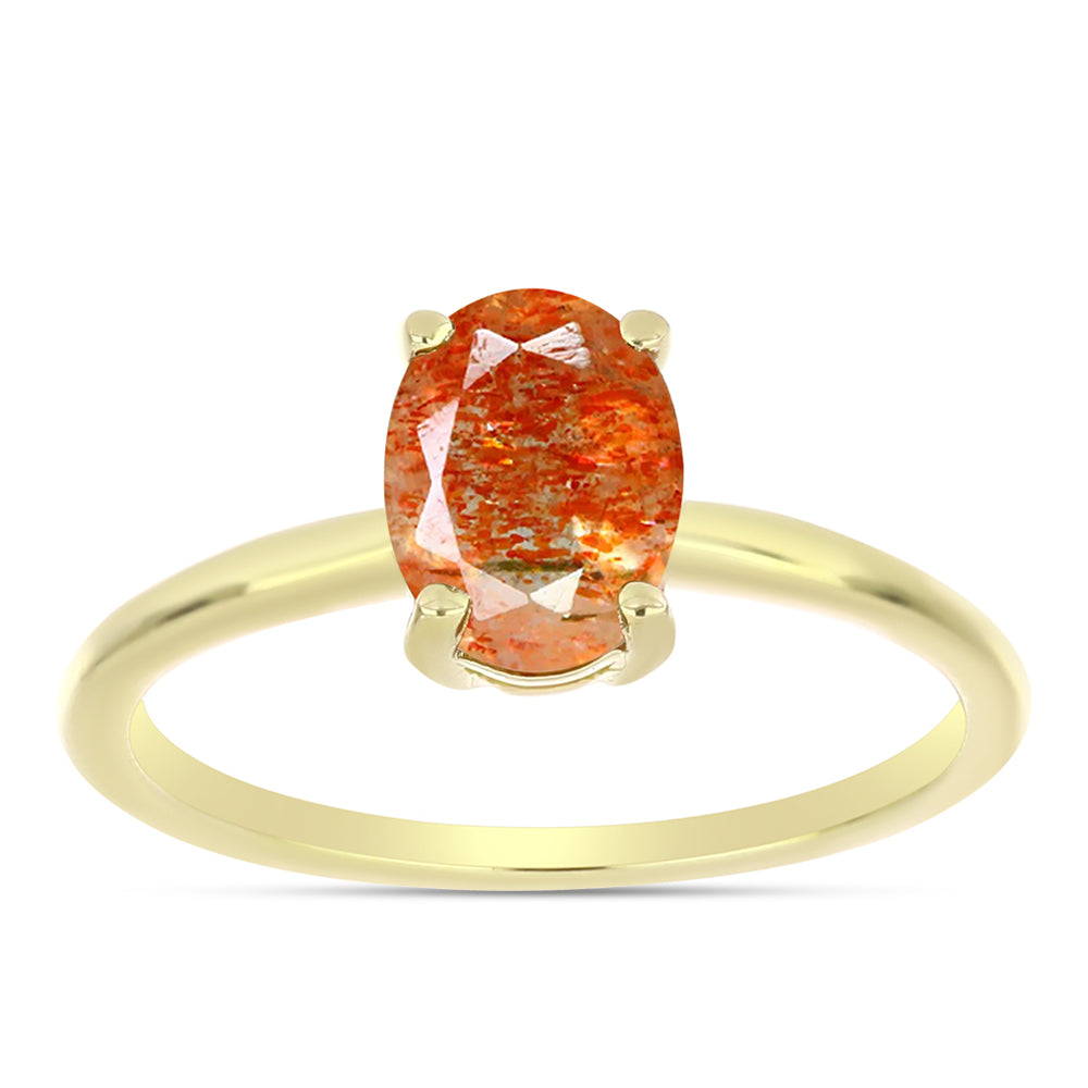 Goldplattierter Silberring mit Sonnenstein aus Oregon 3 