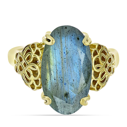 Goldplattierter Silberring mit Labradorit
