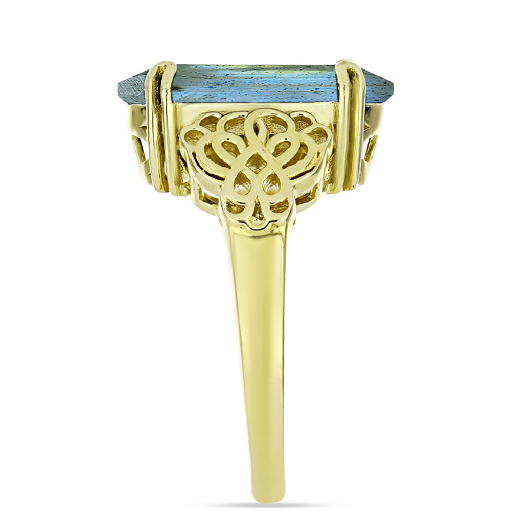 Goldplattierter Silberring mit Labradorit 4 