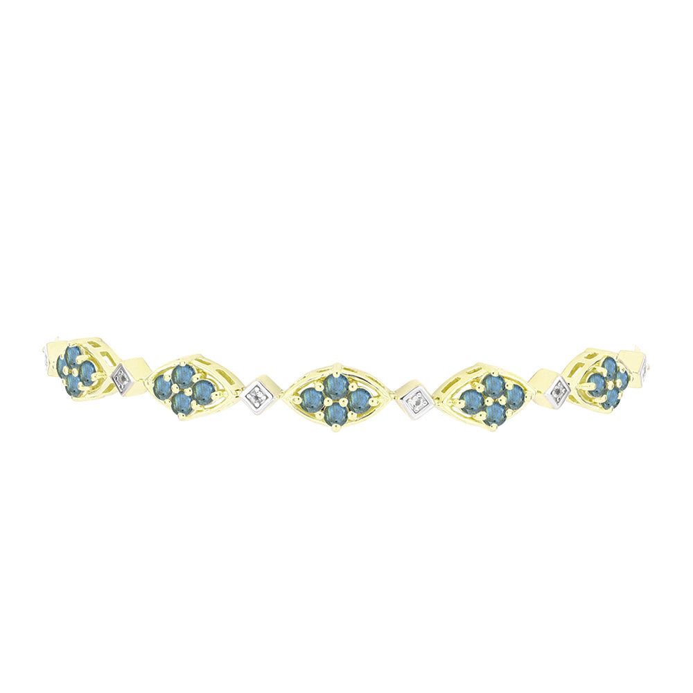 Goldplattiertes Silberarmband mit Labradorit und weißem Topas