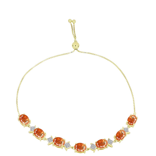 Goldplattiertes Silberarmband mit Sonnenstein aus Oregon und weißem Topas