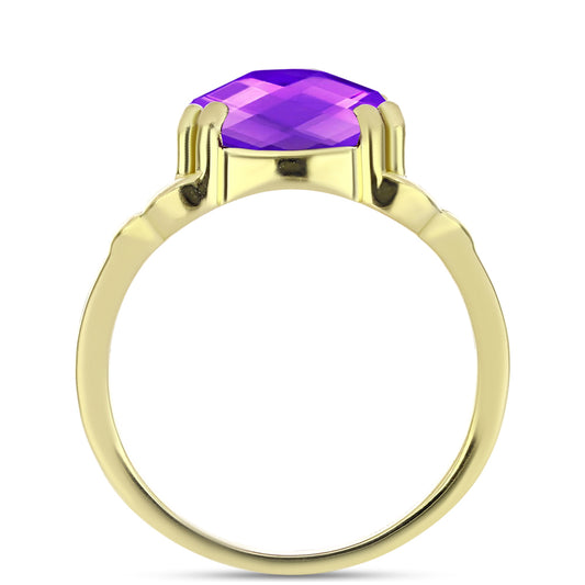 Goldplattierter Silberring mit lila Achat