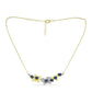 Goldplattierte Silberhalskette mit blauem Diamant und weißem Topas
