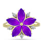 Goldplattierter Silberring mit lila Achat und weißem Topas