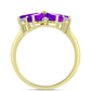 Goldplattierter Silberring mit lila Achat und weißem Topas
