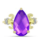 Goldplattierter Silberring mit lila Achat und weißem Topas
