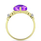 Goldplattierter Silberring mit lila Achat und weißem Topas