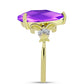 Goldplattierter Silberring mit lila Achat und weißem Topas