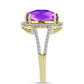 Goldplattierter Silberring mit lila Achat und weißem Topas