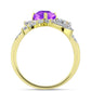 Goldplattierter Silberring mit lila Achat und weißem Topas