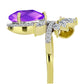 Goldplattierter Silberring mit lila Achat und weißem Topas