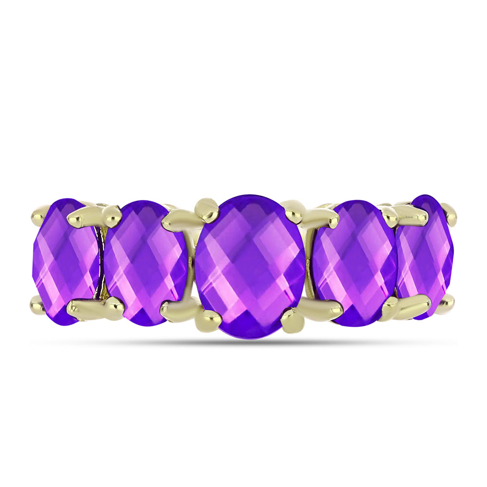 Goldplattierter Silberring mit lila Achat 1 