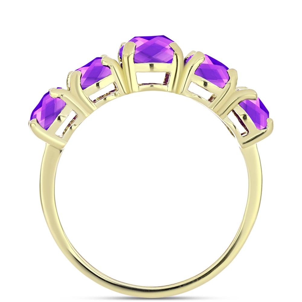 Goldplattierter Silberring mit lila Achat