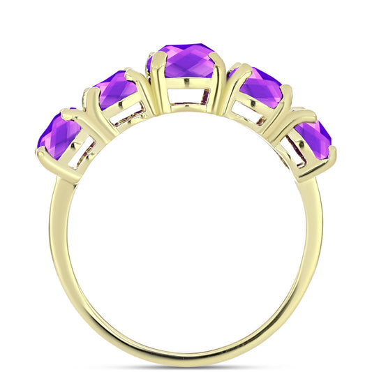 Goldplattierter Silberring mit lila Achat
