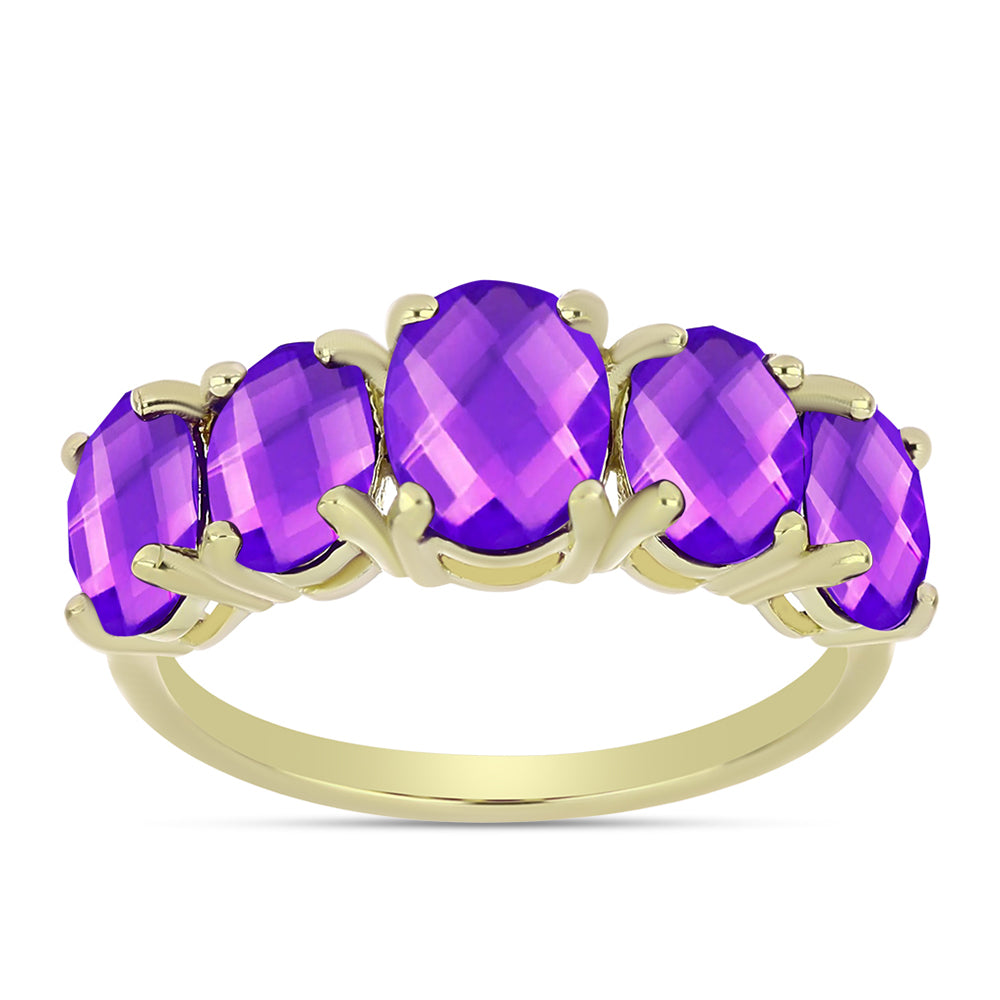Goldplattierter Silberring mit lila Achat 3 