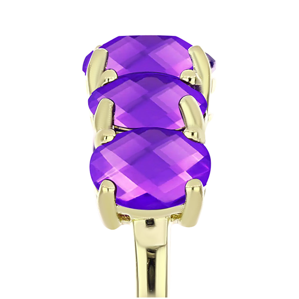 Goldplattierter Silberring mit lila Achat 4 