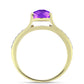 Goldplattierter Silberring mit lila Achat und weißem Topas
