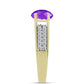Goldplattierter Silberring mit lila Achat und weißem Topas