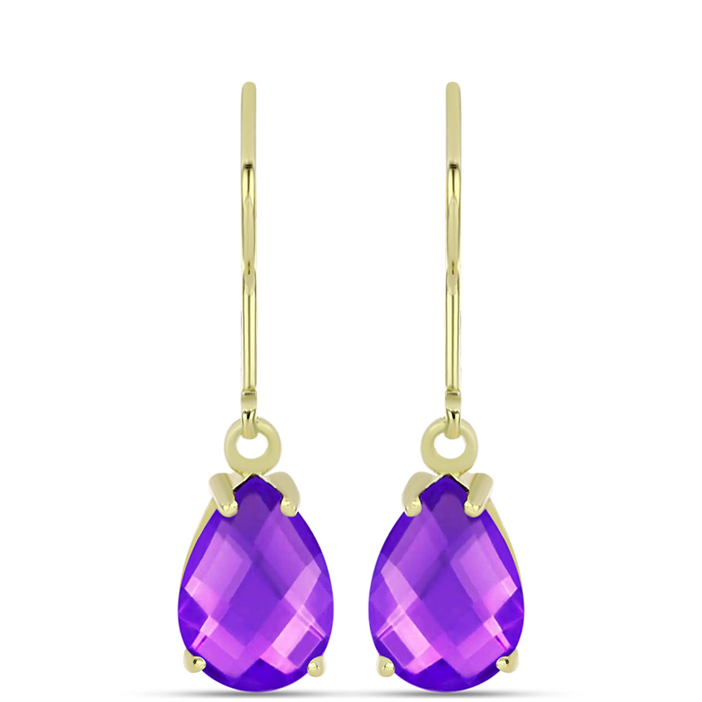 Goldplattierte Silberohrringe mit lila Achat