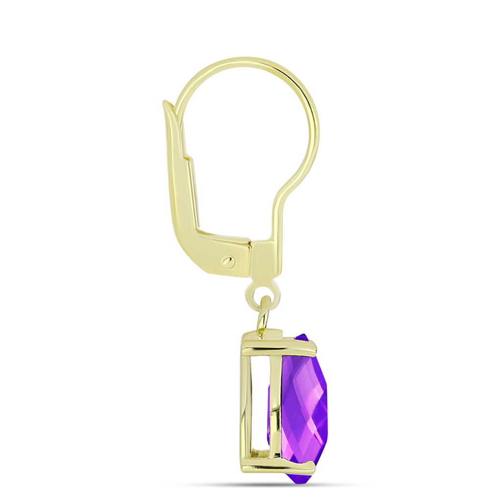 Goldplattierte Silberohrringe mit lila Achat 2 